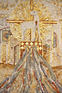 Saint-Mauricen luostaribasilika, Madeleine Dienerin mosaiikki Jumalan karitsa ja 7 luomista symboloivaa kanavaa, Saint-Maurice, Suisse tekijältä Unbekannt