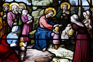 Pyhän Aignanin kirkko Jeesus siunaa lapsia, Chartres, Ranska tekijältä Unbekannt