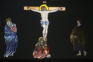 Pyhän Antoniuksen koptikirkon taideteos: Jeesus ristillä, Jerusalem, Israel tekijältä Unbekannt
