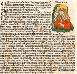 Pyhä Valentinus Nürnbergin kronikasta, 1493 tekijältä Unbekannt