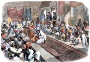 Kalkutassa myydään arvokkaita hallituksen lahjoja ja Lucknow-jalokiviä, 1860 tekijältä Unbekannt