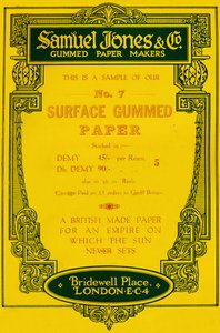 Samuel Jones & Company Gummed Paper Makersin mainos, 1919 tekijältä Unbekannt