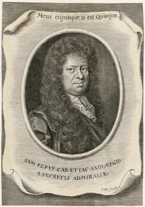 Samuel Pepys, englantilainen laivaston johtokunnan virkailija ja päiväkirjakirja, 1666. tekijältä Unbekannt