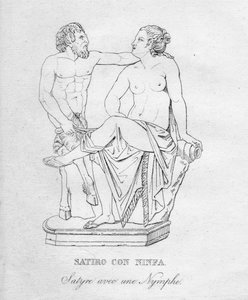 Satiro Con Ninfa Satyr nymfin kanssa, c1850 tekijältä Unbekannt