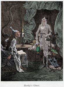 Kohtaus Charles Dickensin joululaulusta, 1843 tekijältä Unbekannt