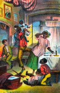 Kohtaus Harriet Beecher Stowes Uncle Toms Cabinista, vuodelta 1870 tekijältä Unbekannt