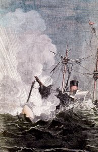 Kohtaus Jules Vernesistä Maasta kuuhun, 1865 tekijältä Unbekannt