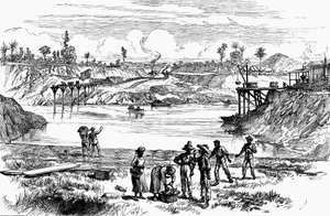 Kohtaus de Lesseps-yrityksestä kaivaa Panaman kanavaa, 1888 tekijältä Unbekannt