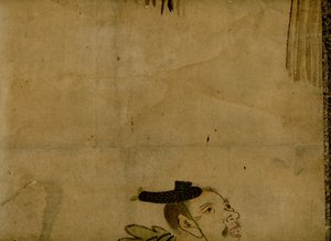 Vieritettävä maalaus, joka kuvaa perinteistä japanilaista 2 miehen komediatiimiä, joka tunnetaan nimellä manzai tekijältä Unbekannt