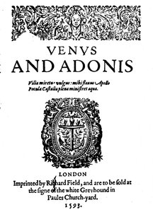 Shakespearesin ensimmäinen julkaistu teos - Venuksen ja Adonisin 1. painos, 1593, 1946 tekijältä Unbekannt