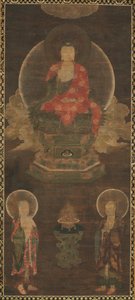Shakyamuni Triad: Buddha Manjushri ja Samantabhadra Buddha osallistuivat 1300-luvun lopulla. tekijältä Unbekannt