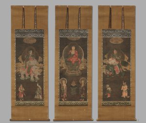 Shakyamuni Triad: Buddha, johon osallistuivat Manjushri ja Samantabhadra, 1300-luvun loppu. tekijältä Unbekannt
