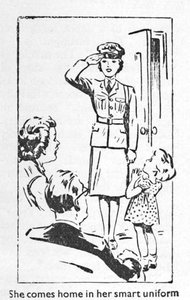 Hän tulee kotiin tyylikkäässä univormussaan, 1940 tekijältä Unbekannt