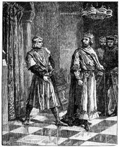 Simon de Montfort riitelee Henrik III:n kanssa, 1257, c1880 tekijältä Unbekannt