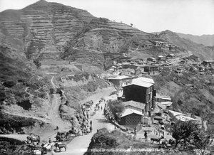 Sinaulin kylä, Hindustanin ja Tiibetin tiet, Simla, Intia, 1900-luvun alku tekijältä Unbekannt