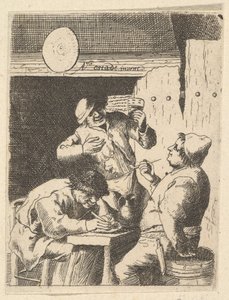 Laulaja seisoo kahden tupakoijan välissä, 1610-85. tekijältä Unbekannt