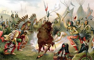 Sioux-sotatanssi, 1888 tekijältä Unbekannt