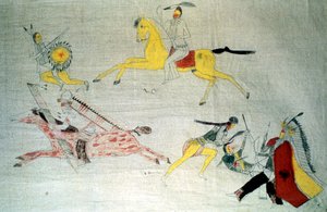 Sioux-soturit taistelussa, vuodelta 1890 tekijältä Unbekannt