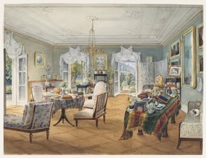 Olohuone maalaistalossa, 1830-1840 tekijältä Unbekannt