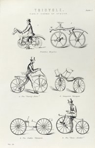 Kuusi polkupyörän varhaista muotoa, c1870 tekijältä Unbekannt