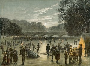 Luistelu serpentiinillä Hyde Parkissa Lontoossa, c1850 tekijältä Unbekannt