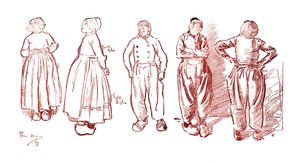 Luonnokset Volendamissa, Hollannissa, 1900 tekijältä Unbekannt