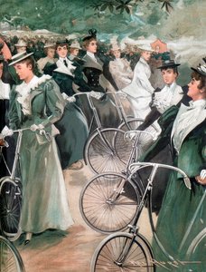 Seuran naiset pyöräilevät Hyde Parkissa Lontoossa, 1896 tekijältä Unbekannt
