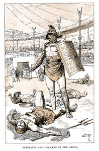 Spartacus ja Hermann areenalla, 1800-luvun loppu tekijältä Unbekannt