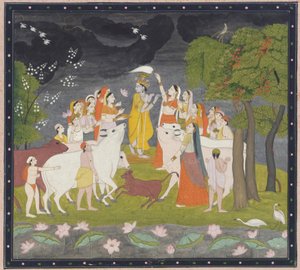 Sri Krsna huilun kanssa, n. 1790-1800. tekijältä Unbekannt