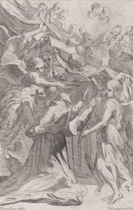 St. Carlo Borromeo enkelien ympäröimänä, 1650-70. tekijältä Unbekannt