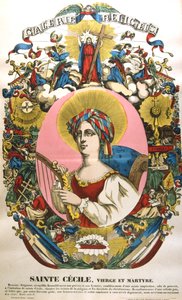 Pyhä Cecilia tai Cecile, legendaarinen roomalainen marttyyri, 1800-luku tekijältä Unbekannt