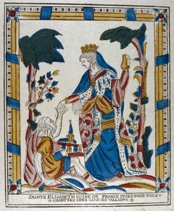 Pyhä Elizabeth Unkarilainen jakamassa almua kerjäläiselle, 1700-luku tekijältä Unbekannt
