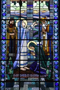 Lasimaalaus Notre Dame du Rosairen katolisessa kirkossa: Visitation, Saint-Ouen, Ranska tekijältä Unbekannt