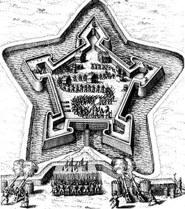 Tähtilinnoitus, jota puolusti piiritetty vallihauta, 1617-1619 tekijältä Unbekannt