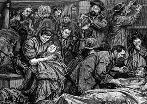 Ohjaa matkustajia Atlantin höyrylaivalla, joka on matkalla Amerikkaan, c1850 tekijältä Unbekannt