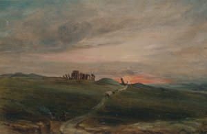 Stonehenge auringonlaskun aikaan, 1836. tekijältä Unbekannt