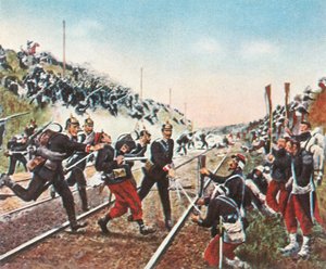 Badenerit hyökkäsivät rautatien pengerrykseen Nuitsissa 18. joulukuuta 1870, 1936. tekijältä Unbekannt