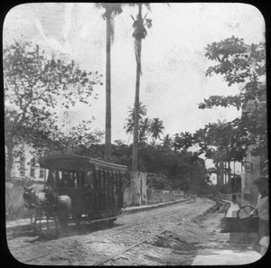Katukuva hevosraitiovaunulla, Pernambuco, Brasilia, 1800-luvun loppu tai 1900-luvun alku tekijältä Unbekannt