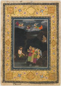 Enkelit vierailevat Balkhin sulttaani Ibrahim ibn Adhamilla, 1700-luvun alku. tekijältä Unbekannt