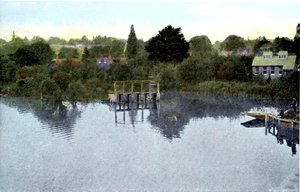 Auringonlasku Thamesissa, Caversham, Berkshire, 1900-luku tekijältä Unbekannt
