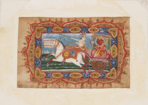 Surya, aurinkojumala, seitsemän hevosen vetämissä vaunuissa, 1800-luvun alku tekijältä Unbekannt