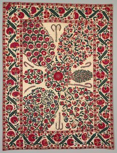 Suzani kukkasuihkeilla, 1800-1850. tekijältä Unbekannt