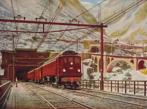 Swiss Express lähtee Suuresta St. Gotthardin tunnelista, 1926 tekijältä Unbekannt