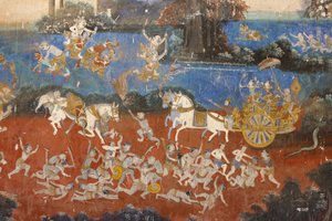 Sylver PagodaTämä seinämaalaus kuvaa kohtauksia Reamkerista, joka on kambodžalainen tai khmerilainen versio klassisesta hindurunouksesta Ramayana, Phnom Penh, Kambodža. tekijältä Unbekannt