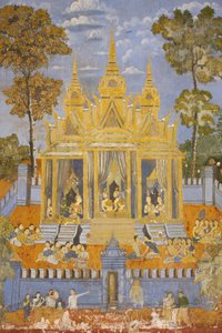 Sylver Pagoda Tämä seinämaalaus kuvaa kohtauksia Reamkerista, joka on kambodžalainen tai khmerilainen versio klassisesta hindurunosta Ramayana, Phnom Penh, Kambodža. tekijältä Unbekannt