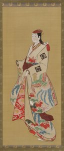 Pitkä tyttö, ho-o-lintu- ja kiri-kuvioitu mekko, Edo-kausi, 1615-1868. tekijältä Unbekannt