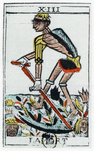 Tarot-kortti kuolemasta, viikatemies, Noblet-tarot, 1600-luku. tekijältä Unbekannt