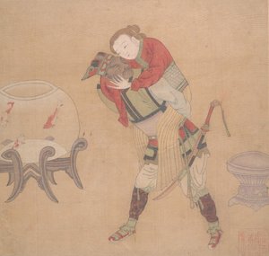 Tatari upseeri kantamassa vaaleaa naista, 1800-luku. tekijältä Unbekannt