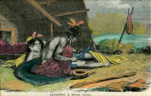 Maoripäällikön tatuointi, 1800-luvun loppu tekijältä Unbekannt