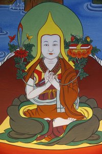 Tuhannen buddhan temppeli Dashang Kagyu Ling -seura Maalausmunkki rukoilemassa, La Boulaye, Ranska tekijältä Unbekannt
